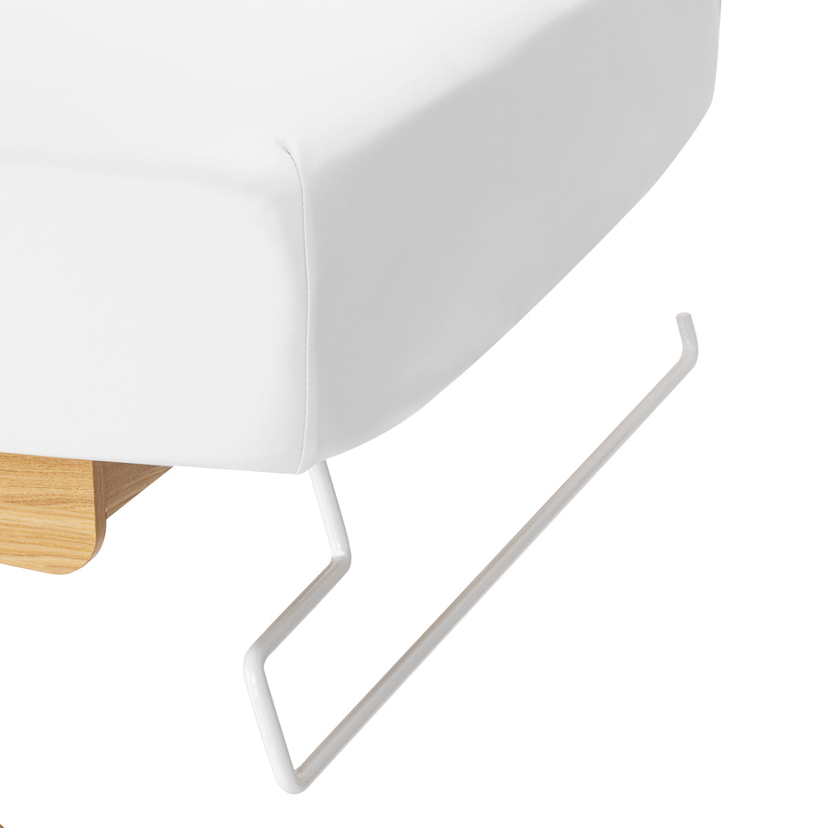 Sillon Siesta Elektrische SPA-Liege – Weiß, Hellbraunes Untergestell · Handtuchhalter