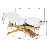 Sillon Siesta Elektrische SPA-Liege – Weiß, Hellbraunes Untergestell · Maßzeichnung