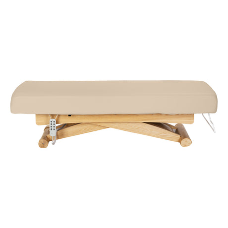 Sillon Siesta Elektrische SPA-Liege – Beige, Hellbraunes Untergestell · Seitenansicht