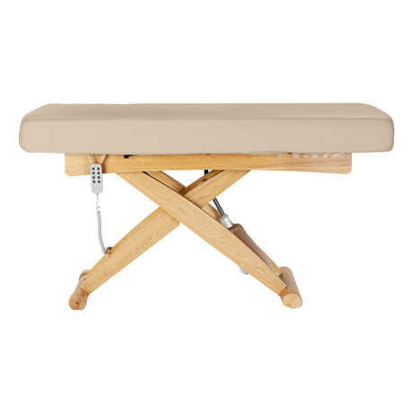 Sillon Siesta Elektrische SPA-Liege – Beige, Hellbraunes Untergestell · Seitenansicht