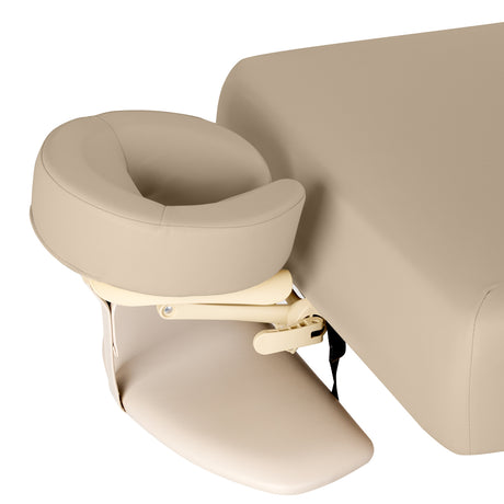 Sillon Siesta Elektrische SPA-Liege – Beige, Hellbraunes Untergestell · Gesichtsring-Kopfstütze