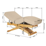 Sillon Siesta Elektrische SPA-Liege – Beige, Hellbraunes Untergestell · Maßzeichnung