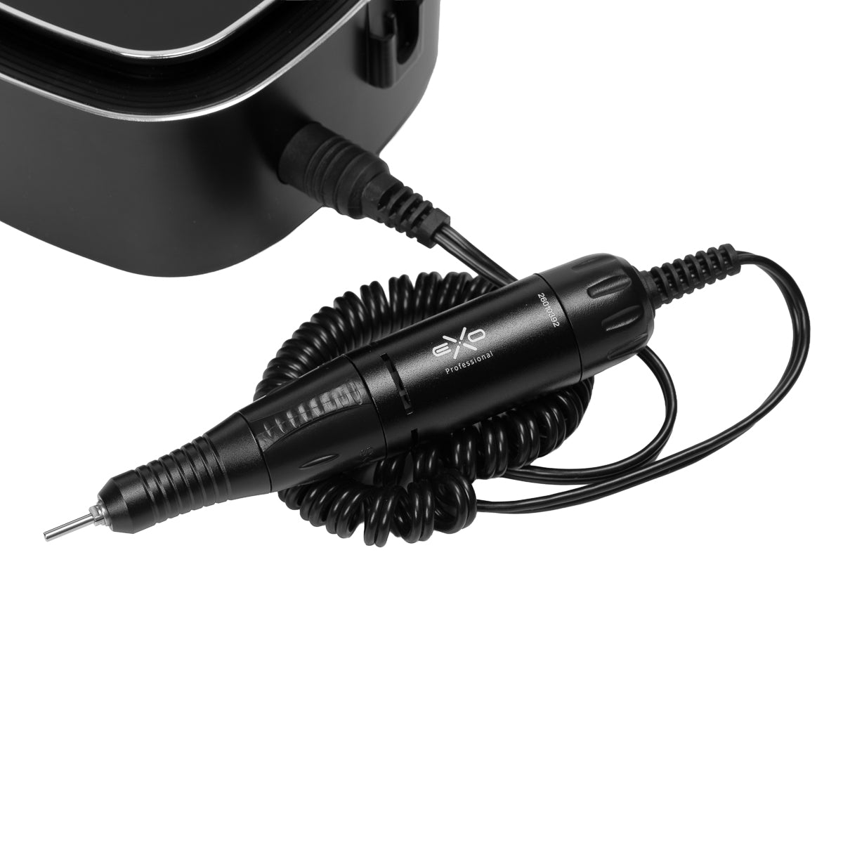 EXO Syntra Nagelfräser 35W – Schwarz · Spiralkabel des Handstücks