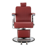 Gabbiano Visionerio+ hydraulischer Barberstuhl – Rot, Chromgestell; Vorderansicht