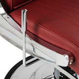 Gabbiano Visionerio+ hydraulischer Barberstuhl – Rot, Chromgestell; seitlicher Verstellhebel und Gestell