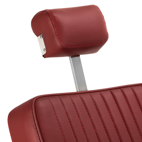 Gabbiano Visionerio+ hydraulischer Barberstuhl – Rot, Chromgestell; ausgezogene Kopfstütze