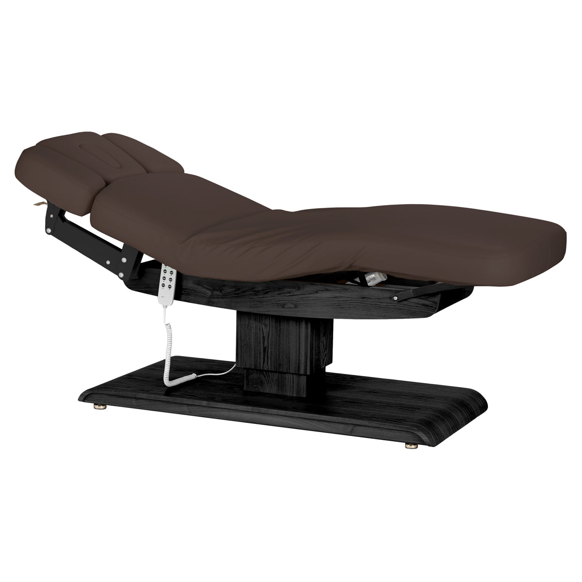 Sillon Relax Elektrische SPA-Liege – Dunkelbraun, Untergestell Schwarz · Gesamtansicht