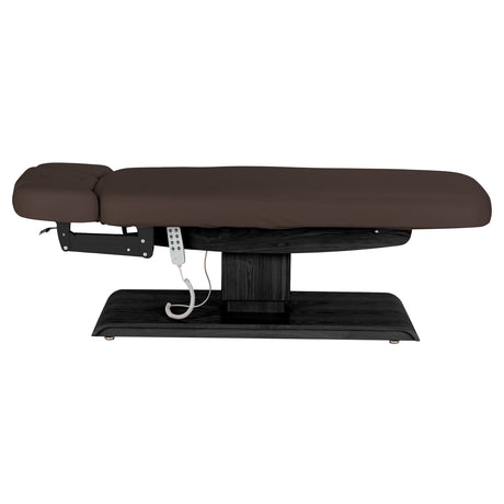 Sillon Relax Elektrische SPA-Liege – Dunkelbraun, Untergestell Schwarz · Seitenansicht