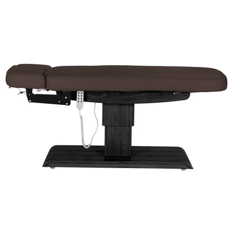 Sillon Relax Elektrische SPA-Liege – Dunkelbraun, Untergestell Schwarz · Seitenansicht