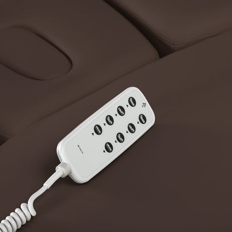 Sillon Relax Elektrische SPA-Liege – Dunkelbraun, Untergestell Schwarz · Fernbedienung