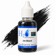 Li Pigments Micro Colors H2O Jet Black Practice Pigment 12ml — bottle with a liquid pigment colour swipe