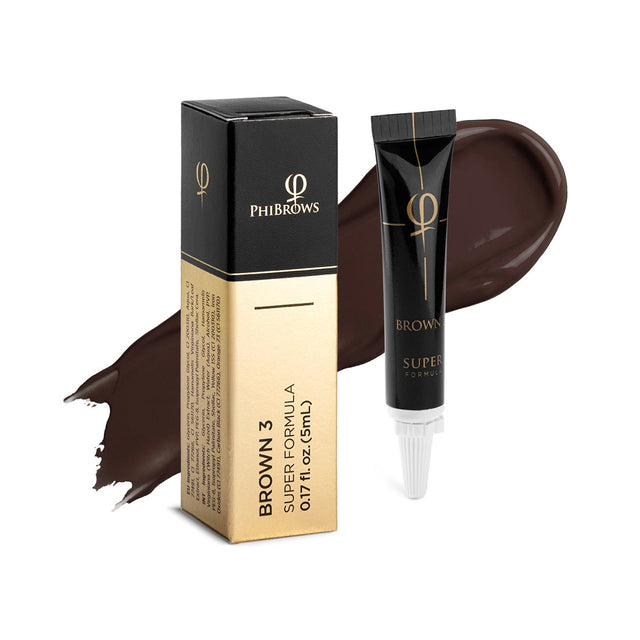 PhiBrows SUPER Brown 3 Microblading Pigment 5ml on a light background