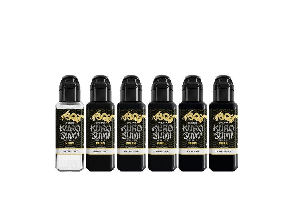 Kuro Sumi Imperial Tattoo Ink Marta Make Fine Art Schwarz- und Grautöne Set 6x44ml