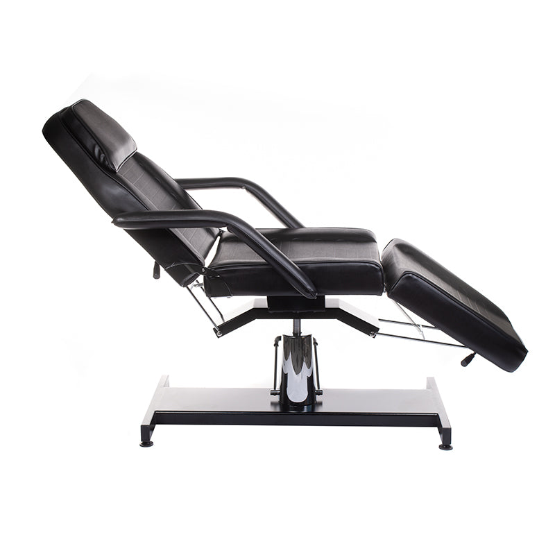 Black cosmetic hydraulic armchair BW-210 by Beauty System with adjustable backrest and cushioned seat for beauty salons.