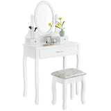 White LENA Vanity with 3 drawers mirror + stool - BVShop