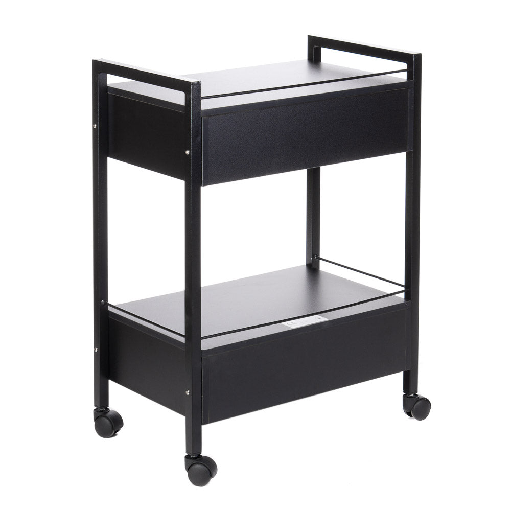 Black Beauty System BY-7017 cosmetic cabinet with multiple compartments and a sleek, modern design for organized storage.