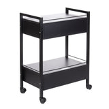 Black Beauty System BY-7017 cosmetic cabinet with multiple compartments and a sleek, modern design for organized storage.