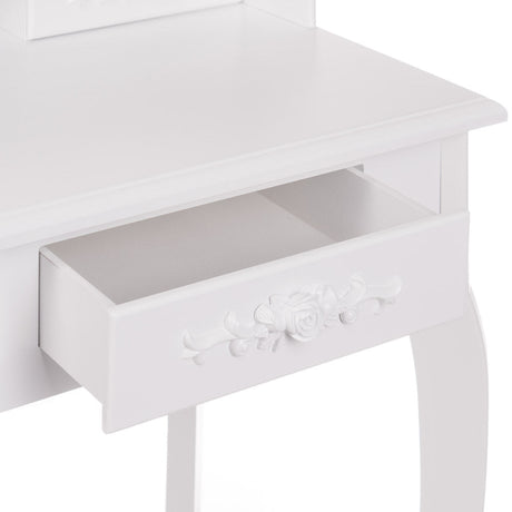 White NINA Dressing Table with LED Mirror + Stool - BVShop