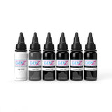 Intenze Ink Gen-Z Bob Tyrrell Fortgeschrittenes Schwarz & Grau Set 6x30ml