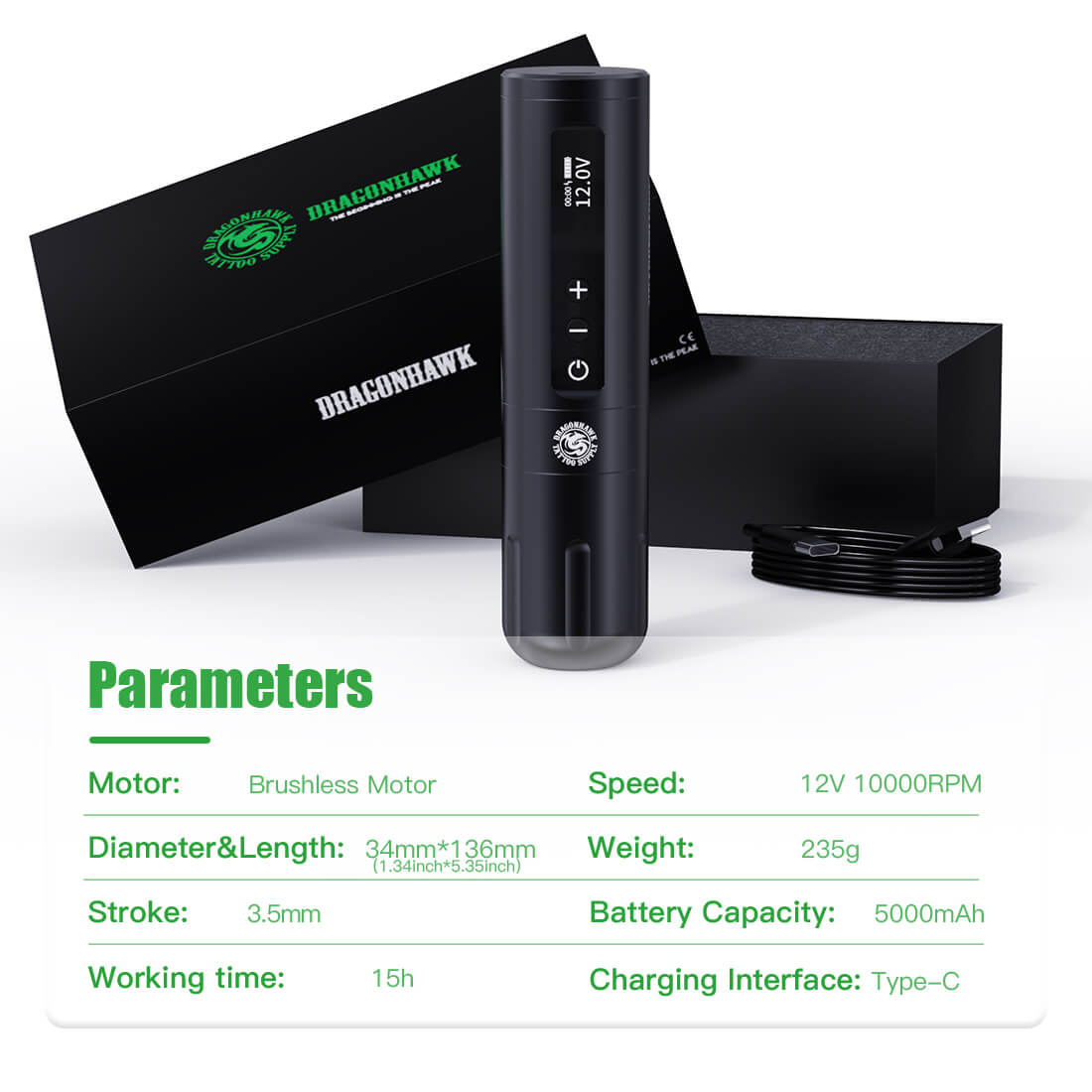Dragonhawk Mast X10 Wireless Tattoo Pen