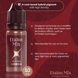 Etalon Mix Lip Pigment in Umbra, 5ml or 10ml bottle, showing the pigment bottle with a black cap and colorful label.