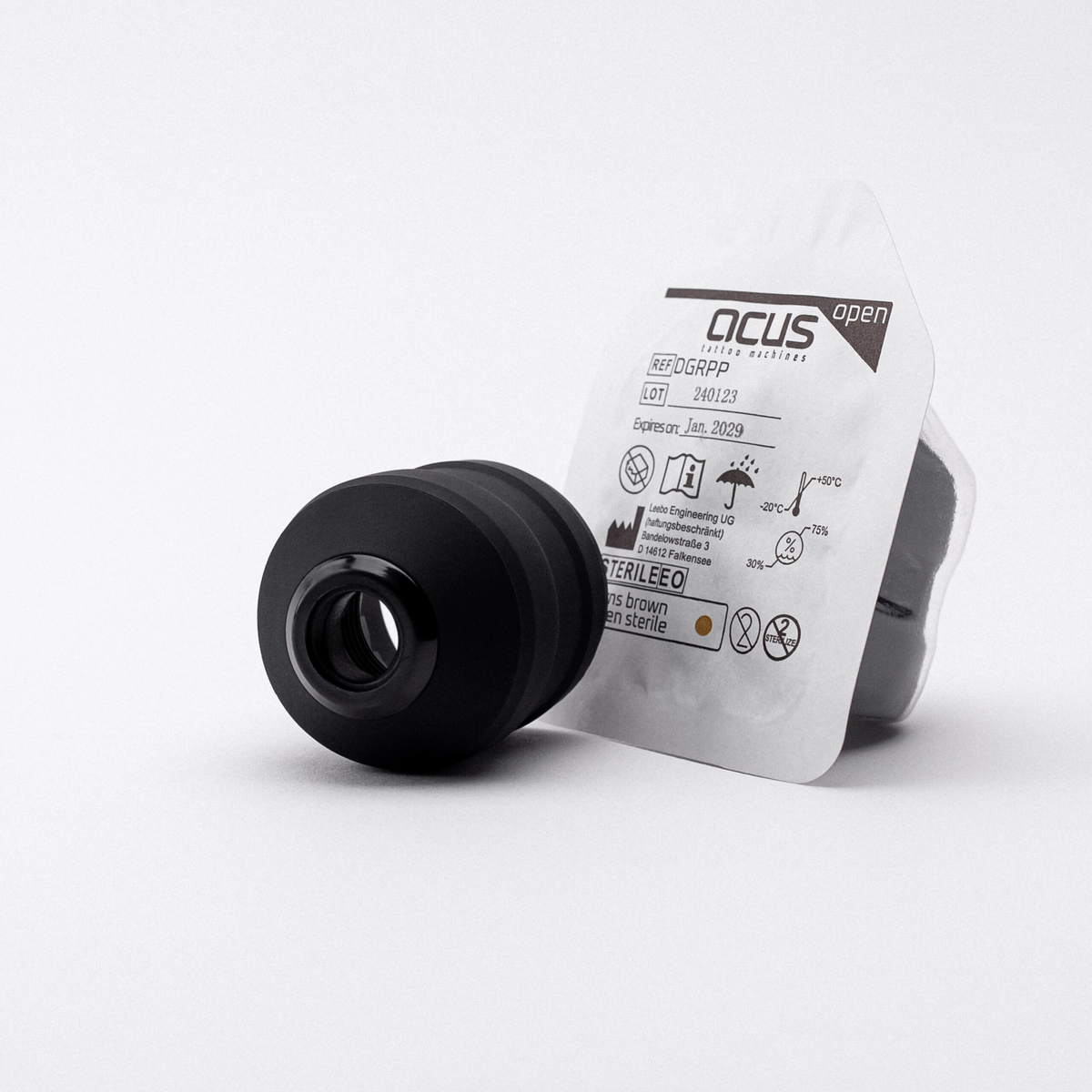 ACUS M1 Grip Plus Einweg-Tattoogriff Schwarz 40mm — Griff mit einzelner Sterilverpackung