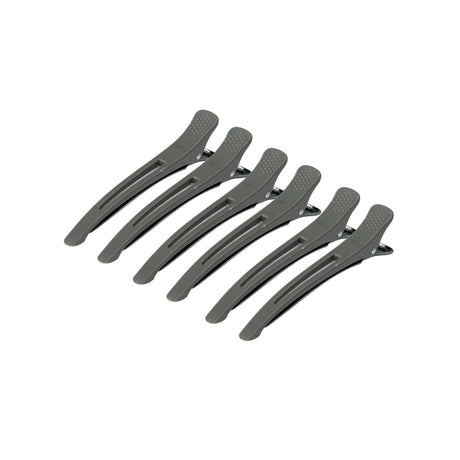 Clamps hairdressing clips for hair e-12b 6 pcs 11.5 cm gray - BVShop