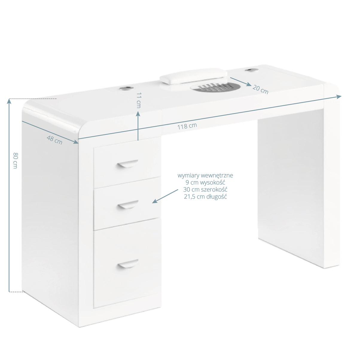Cosmetic desk 312 white right - BVShop