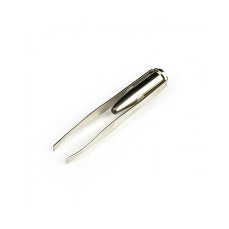 Silver cosmetic tweezer with built-in LED light for eyebrow shaping