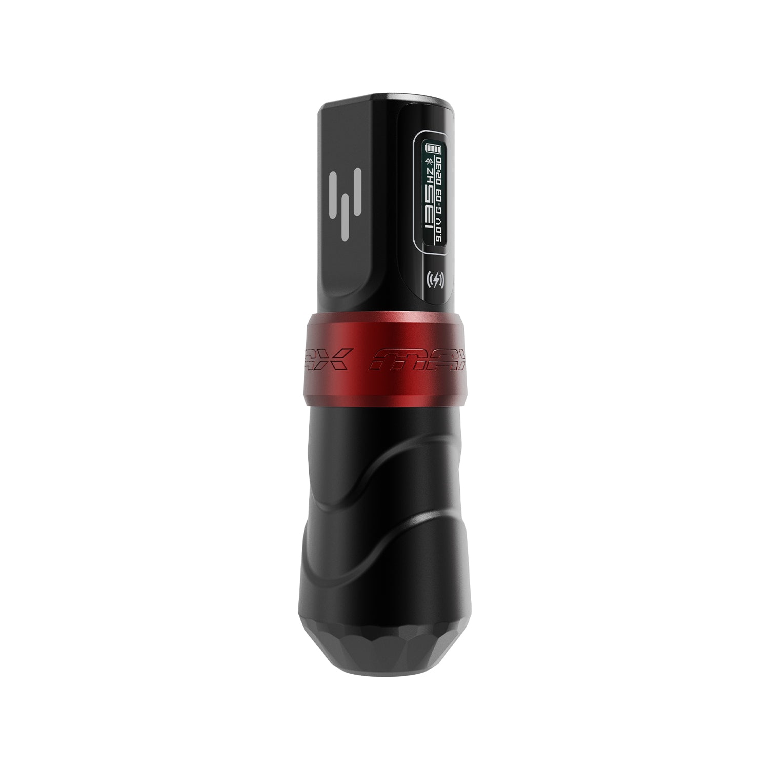 FK Irons Flux Max Yomico Red/Black tattoo machine detail view