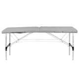 Folding massage table, aluminum, 2-section, gray, comfort - BVShop