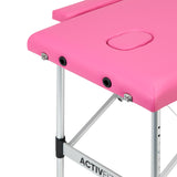 Folding massage table aluminum Activ Fizjo comfort 2 segment pink - BVShop