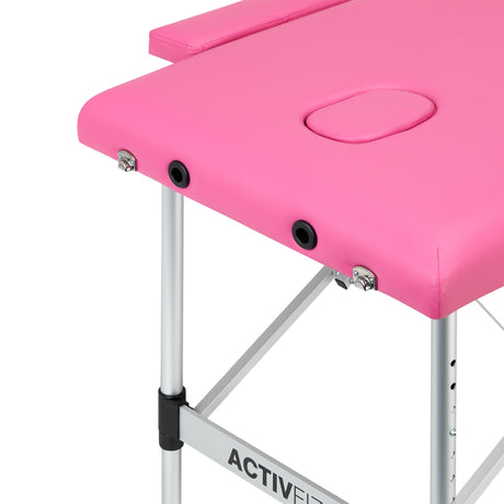 Folding massage table aluminum Activ Fizjo comfort 2 segment pink - BVShop