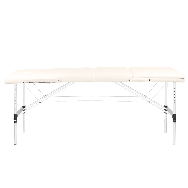 Folding massage table, aluminum comfort, 3-section cream - BVShop