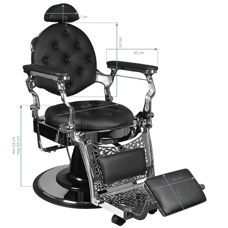 Gabbiano Barber Chair Giulio silver black - BVShop