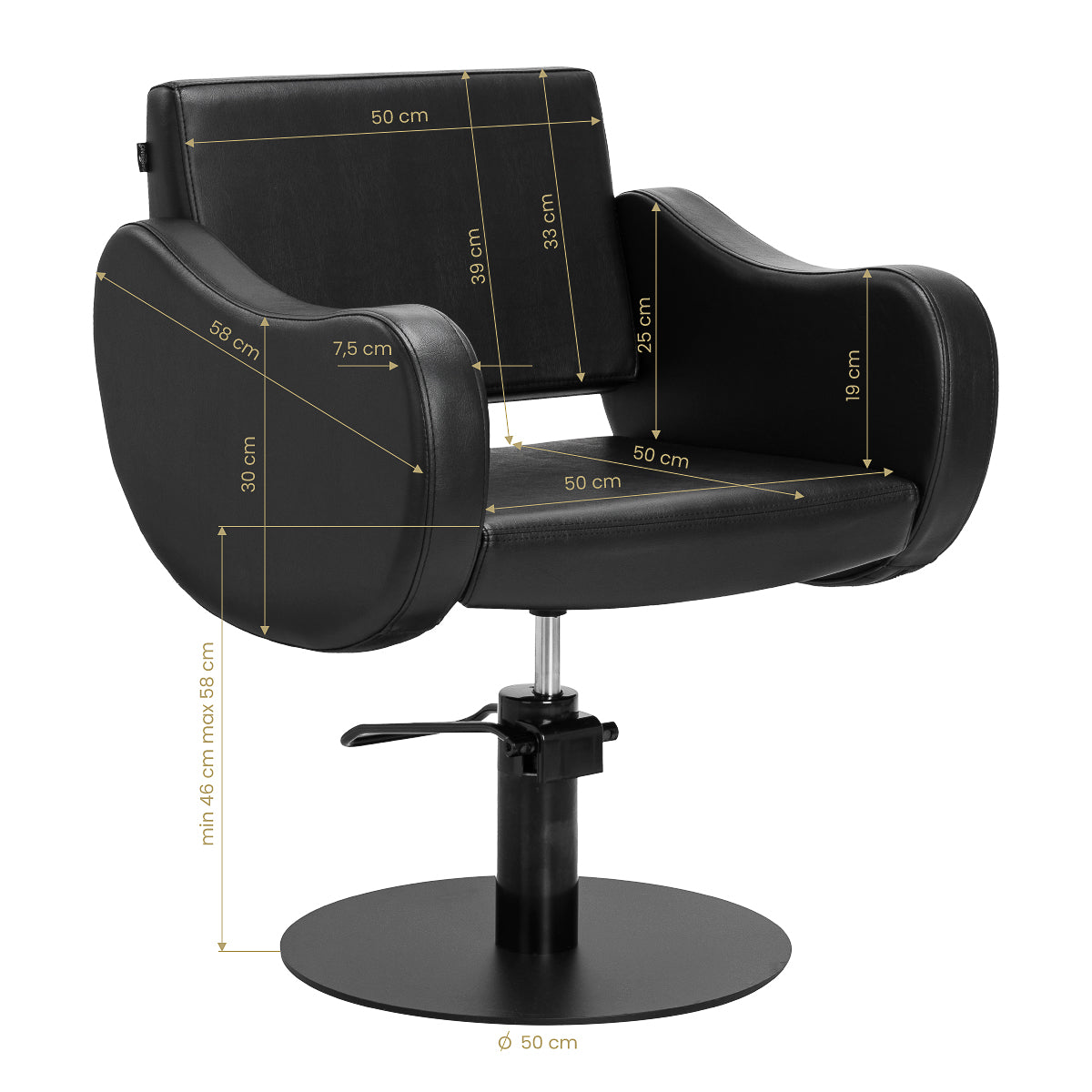 Gabbiano hairdressing chair Sewilla Black - BVShop