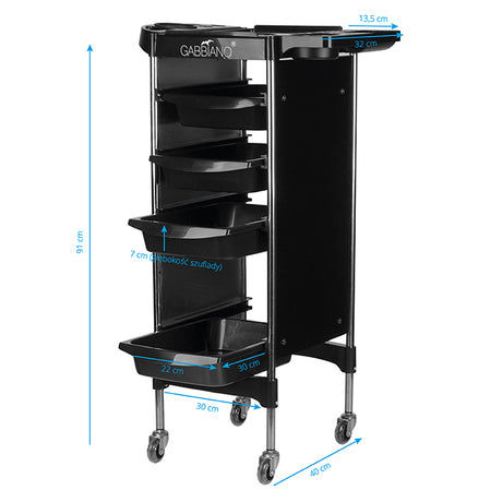 Gabbiano hairdressing trolley fx11-2 black - BVShop