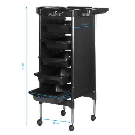 Gabbiano hairdressing trolley fx11-5 black - BVShop