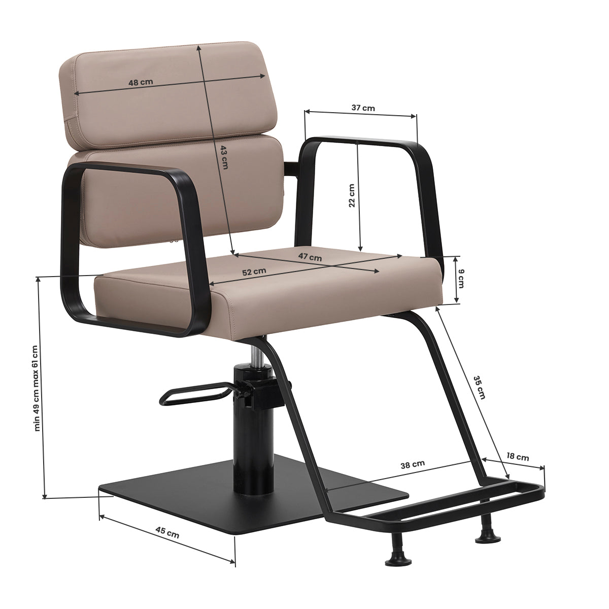 Gabbiano Porto-BM hairdressing chair black beige - BVShop