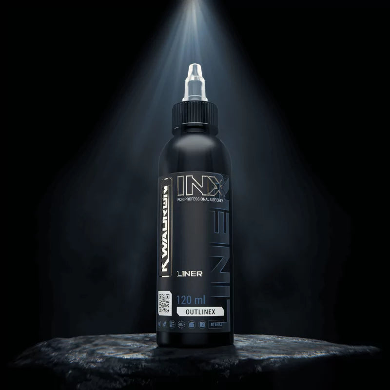 Kwadron Outlinex black tattoo ink 240ml EU REACH compliant bold outlines