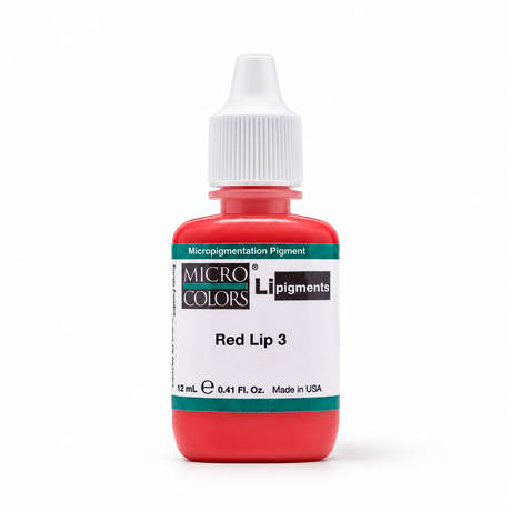 Li Pigments Red Lip 3 bottle on white with a natural shadow