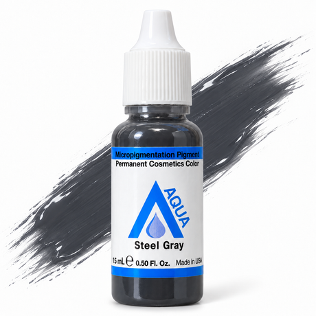Li Pigments Aqua Steel Gray Pigment 15ml — bottle with a liquid pigment colour swipe