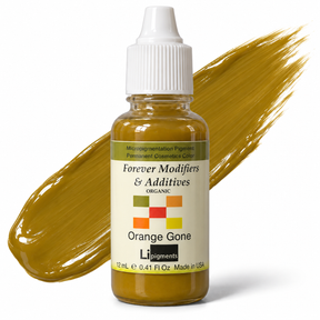 Li Pigments Forever Modifiers & Additives Orange Gone 12ml — bottle with illustrative liquid pigment colour smear
