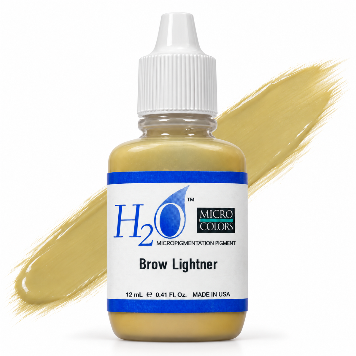 Li Pigments Micro Colors H2O Brow Lightener Practice Pigment 12ml — bottle with pigment colour smear