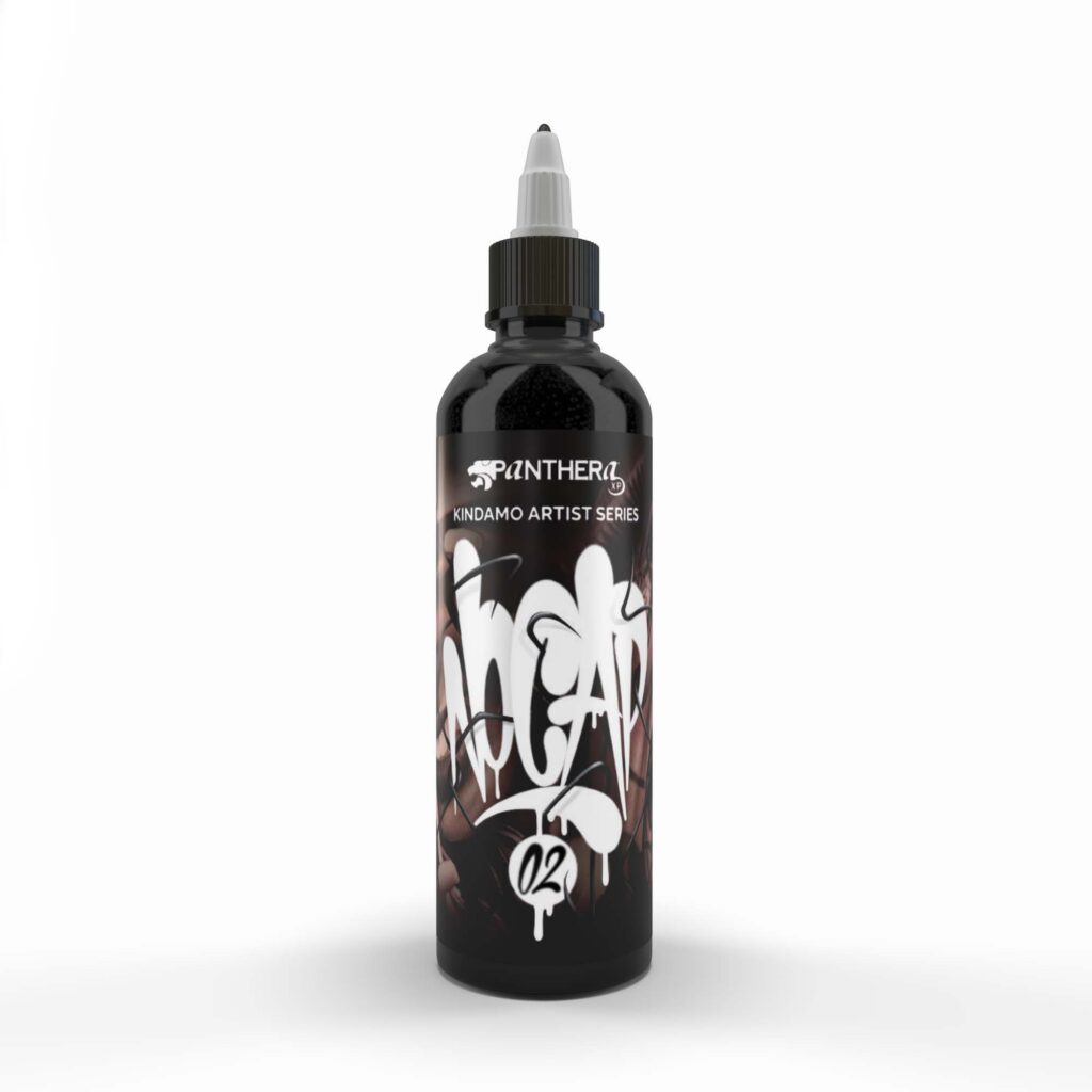 Panthera X Kindamo No Cap 02 Tattoopigment 150ml — Flasche auf weißem Hintergrund