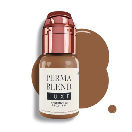 Perma Blend LUXE Chestnut V2 15ml warm brown eyebrow PMU pigment bottle