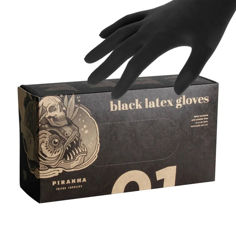 Piranha Schwarze Latexhandschuhe 100 Stück