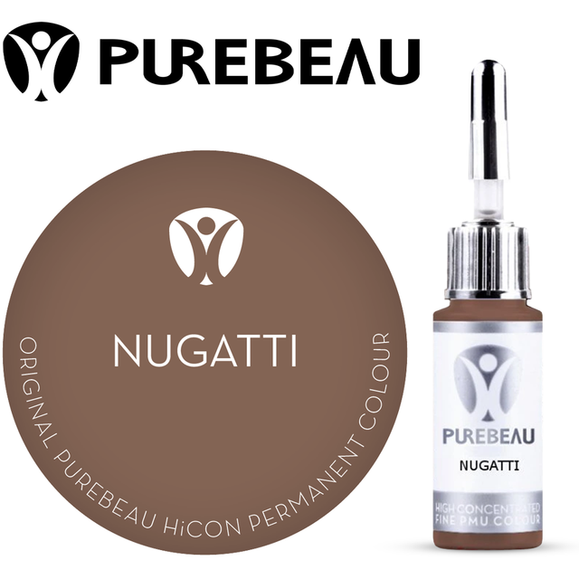 Purebeau Nugatti 10ml HiCON Augenbrauenpigment-Flasche und Farbmuster