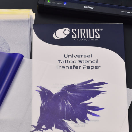 Sirius SIRIUS Tattoo Stencil Transfer Paper Universal, white sheets with grid markings for easy tattoo stencil transfer.