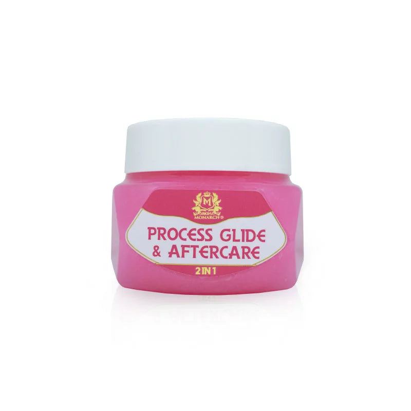 Skin Monarch 2 in 1 Process Glide and Aftercare lotion in 150g jar, showing the product container and label.